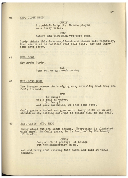 Moe Howard's 30pp. Script Dated October 1939 for The 1940 Three Stooges Film ''Rockin' thru the Rockies'' With Working Title ''Nell's Belles'' -- Moe's Annotations Including Signature -- Very Good
